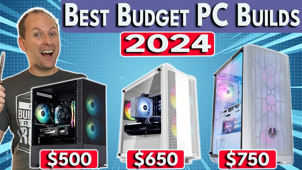 Cover image of “🔥 $500 / $650 / $750 Gaming PC Builds! 🔥 Best Budget PC Build 2024”