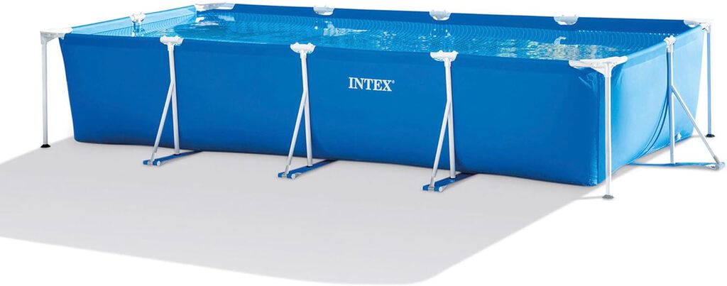 Cover image of “Intex 14.75' x 86" x 33" Rectangular Frame above Ground Outdoor Backyard Swimming Pool with Flow Control Valve for Quick Draining, Blue”