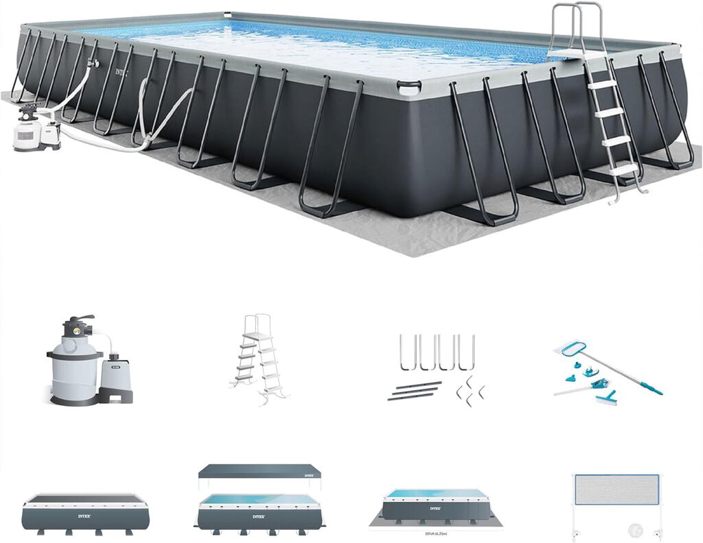 Cover image of “INTEX 26377EH Ultra XTR Deluxe Rectangular Above Ground Swimming Pool Set: 32ft x 16ft x 52in – Includes 2650 GPH Sand Filter Pump – Saltwater System – SuperTough Puncture Resistant – Rust Resistant”