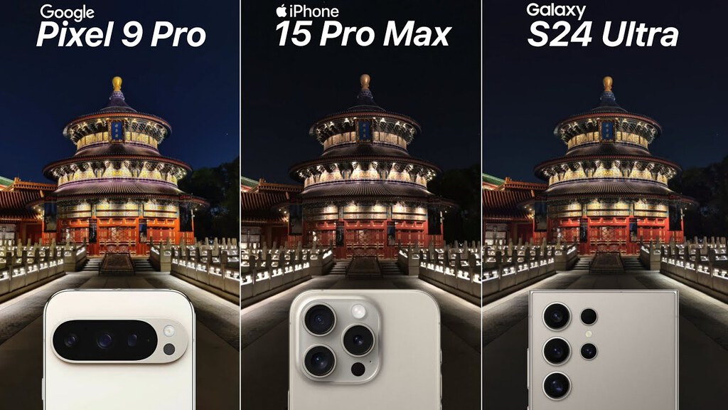 Cover image of “Google Pixel 9 Pro VS iPhone 15 Pro Max VS Galaxy S24 Ultra Camera Test Comparison”